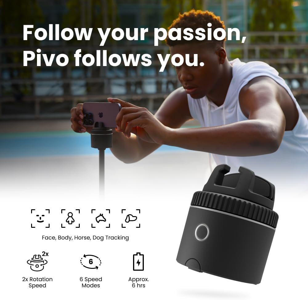 Pivo Pod Auto Face Tracking Phone Holder, 360° Rotationwith Remote Control - $100