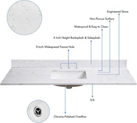 60"x22" Bathroom Vanity Top Engineered Stone Vanity Top Single Bowl Sink - $340