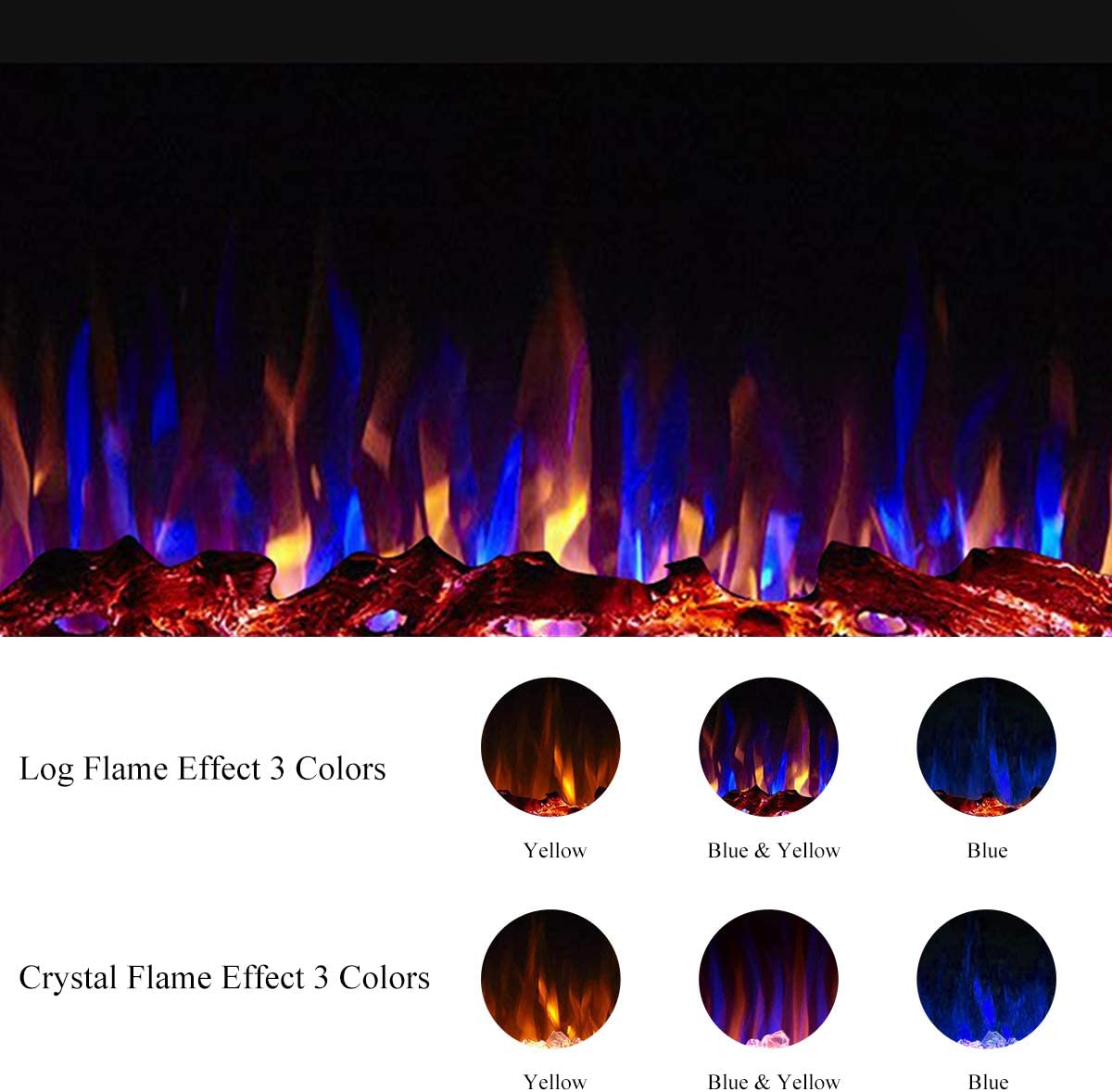 Valuxhome 36 Electric Fireplace, Touchscreen, 750/1500W, Black, 36" L21 H - $275