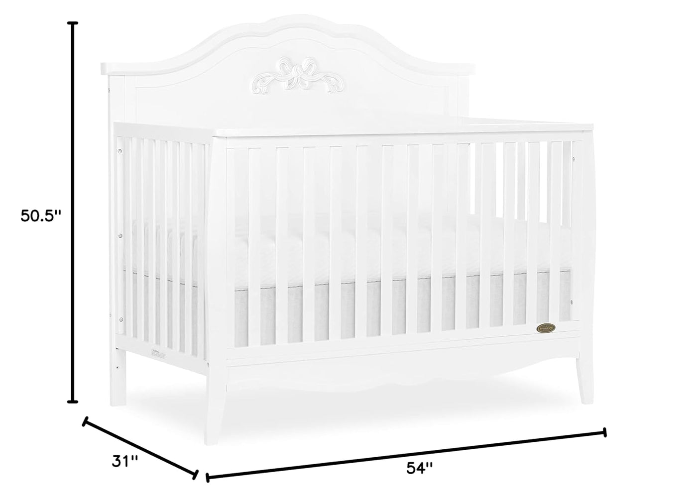 SweetPea Baby Jasmine 4-in-1 Convertible Crib in White, 3 Mattress Height Settings - $205