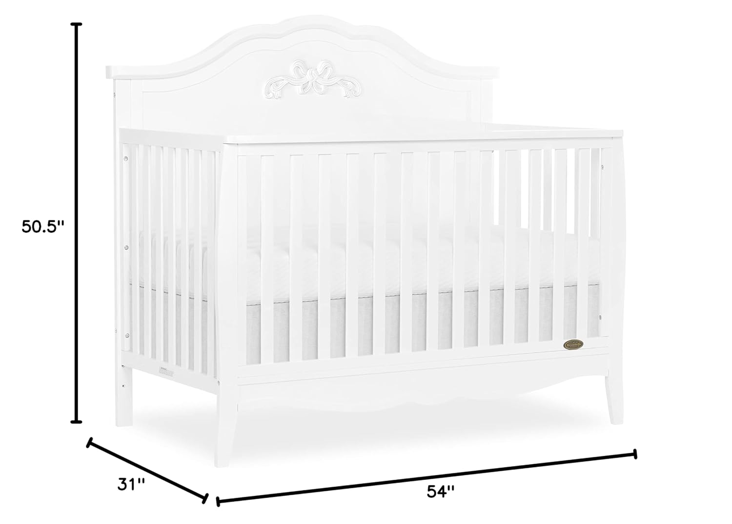 SweetPea Baby Jasmine 4-in-1 Convertible Crib in White, 3 Mattress Height Settings - $205