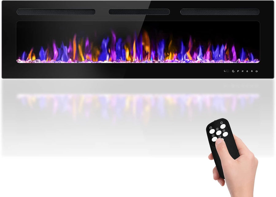 60" Electric Fireplace Wall Mounted and Recessed with Remote Control - $160