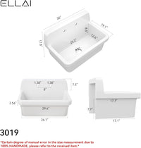 ELLAI Wall Mount Utility Sink Wall Mounted Laundry Tub Ceramic Farm Style - $235