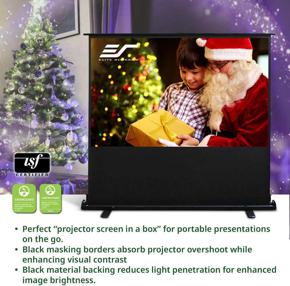 Elite Screens ezCinema 2 Projector Screen, 84-inch 16:9, Manual Floor Pull Up - $150