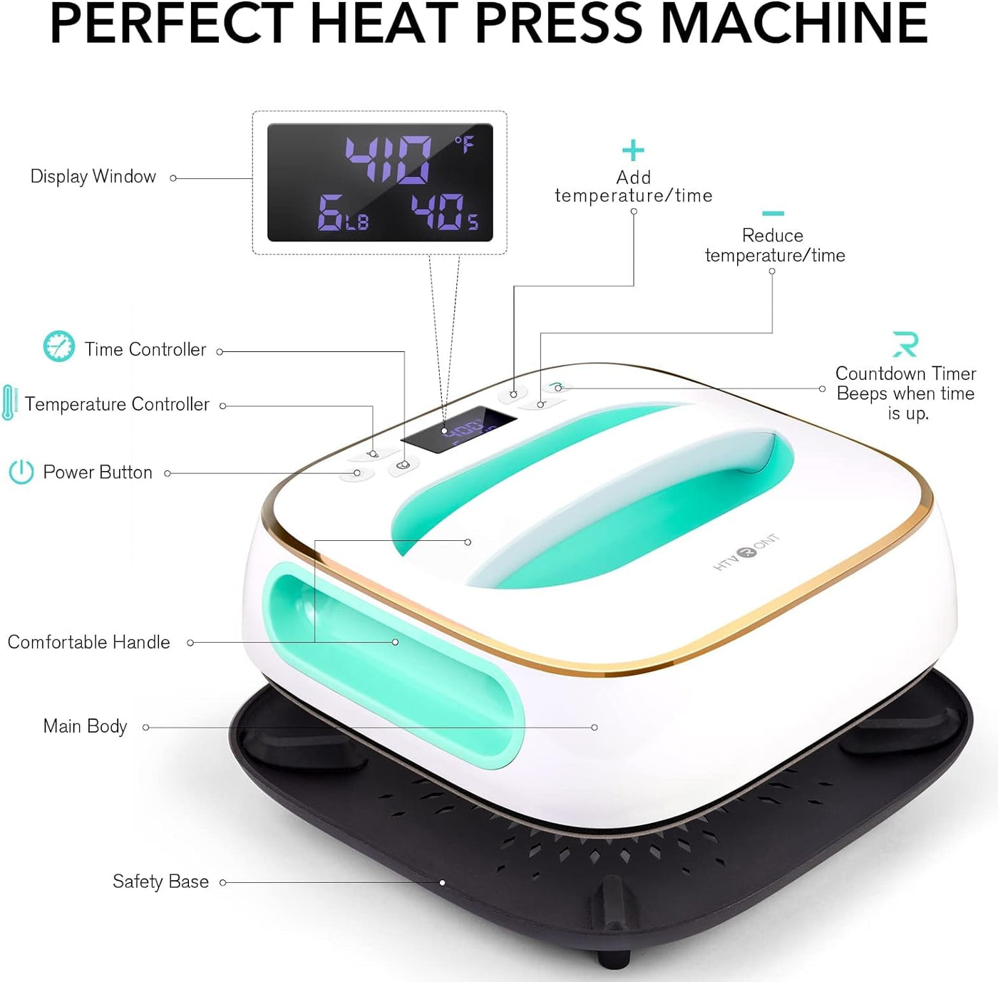 HTVRONT Heat Press Machine for T-Shirts, Portable Heat Press 10"X10" - $60