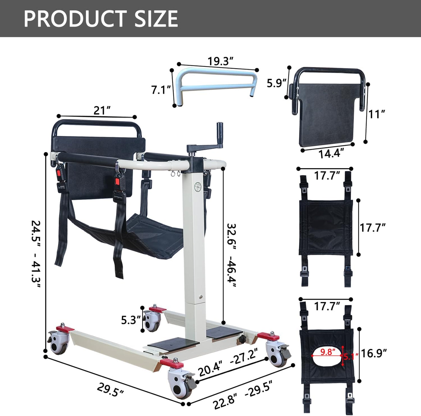 Patient Iift Transfer Chair，Patient Lift Chair Height/Width Adjustable - $260