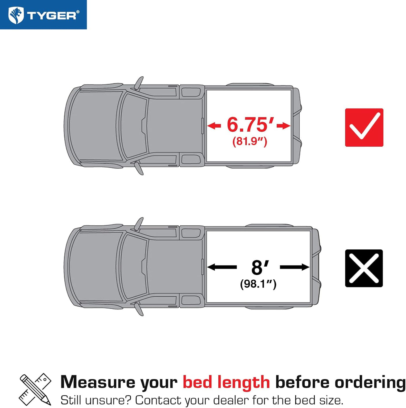 Tyger Auto T3 Soft Tri-fold Truck Bed Tonneau Cover 6.75' (82") Bed | TG-BC3F1124 - $150