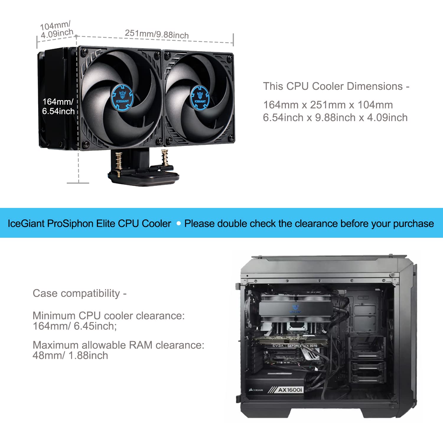 ProSiphon Elite CPU Cooler for Intel AMD Desktop Processors - $100