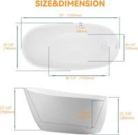 59" High-back Acrylic Freestanding Bathtub, cUPC Certified - $600
