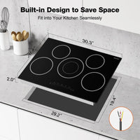 ThermoMate 30 Inch Electric Cooktop 5 Burners, 8200W Ceramic Cooktop - $215