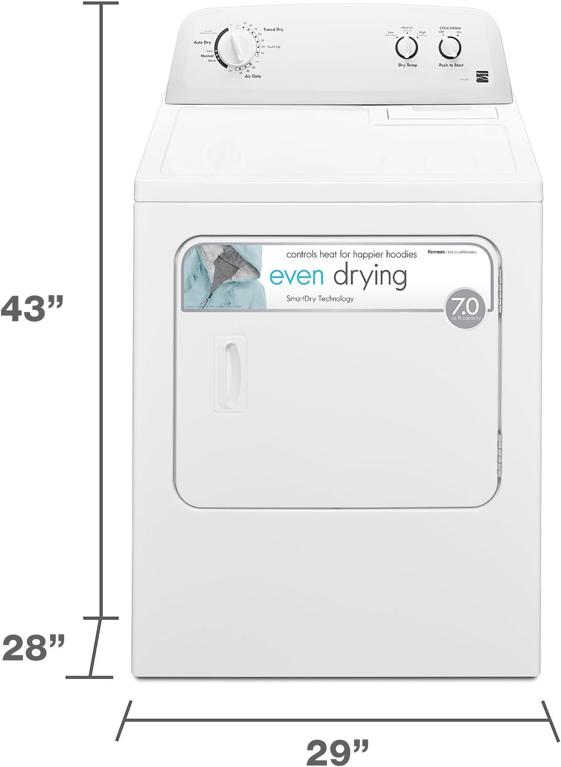 Kenmore 29" Front Load Electric Dryer with Wrinkle Guard and 7.0 Cubic Ft.Capacity - $330