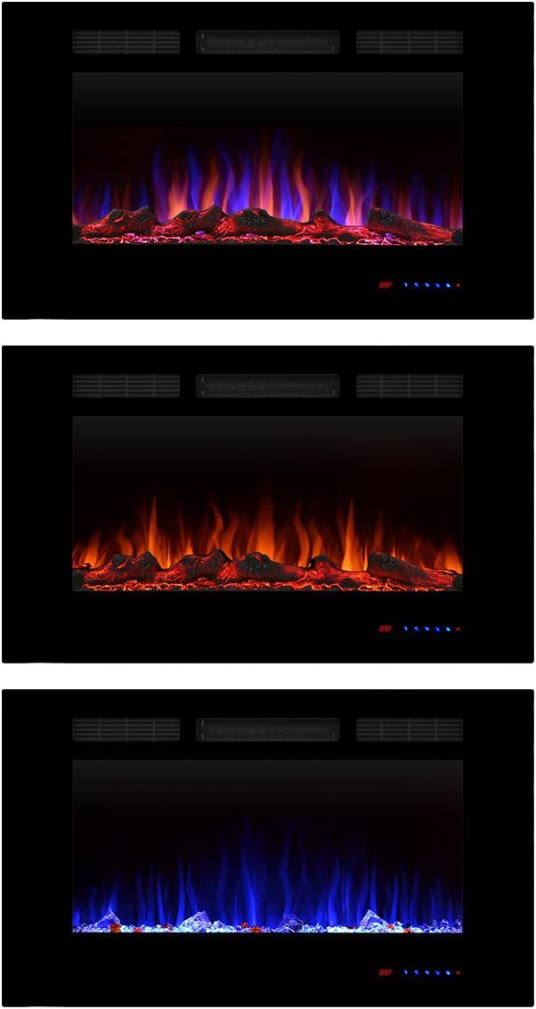 Valuxhome 36 Electric Fireplace, Touchscreen, 750/1500W, Black, 36" L21 H - $275