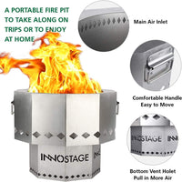 INNO STAGE Stainless Fire Pit with Portable Carrying Storage Bag - M - $50