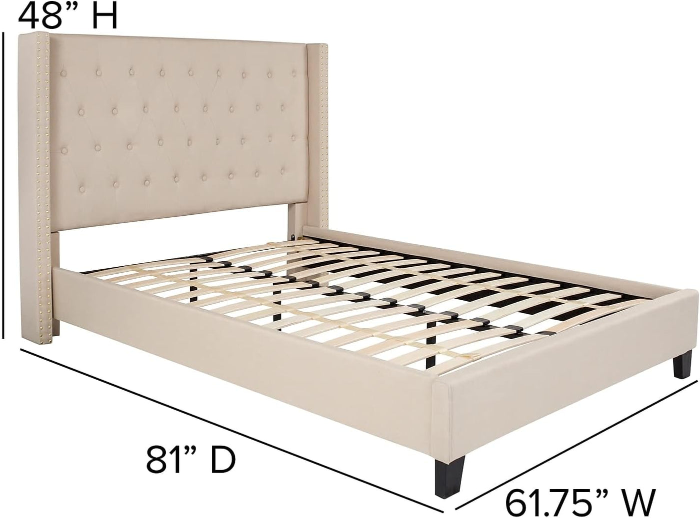 Flash Furniture Riverdale Full Size Tufted Upholstered Platform Bed in Beige Fabric - $200