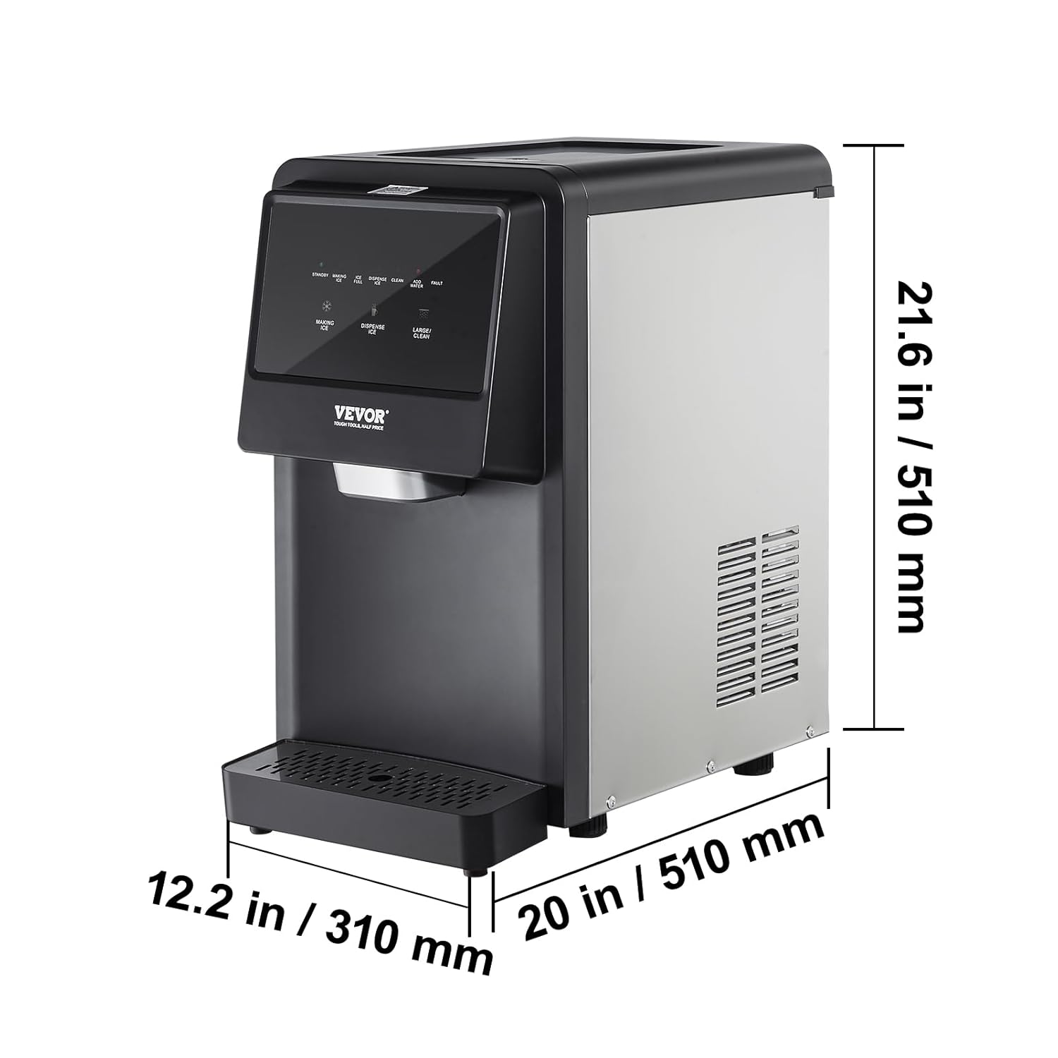 VEVOR Nugget Ice Maker, 62lbs in 24 Hours, Auto Dispense Self Cleaning Countertop - $285
