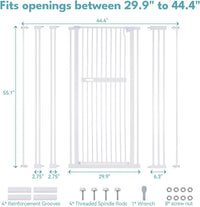 No Pawblems 55.1" Extra Tall Pet Gate for Cat/Dog, 29.9-44.4" Wide, White - $95