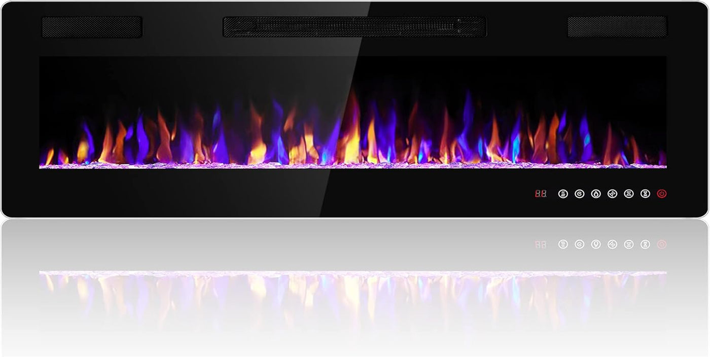 60 inches Electric Fireplace Recessed and Wall Mounted, Fireplace Heater - $150