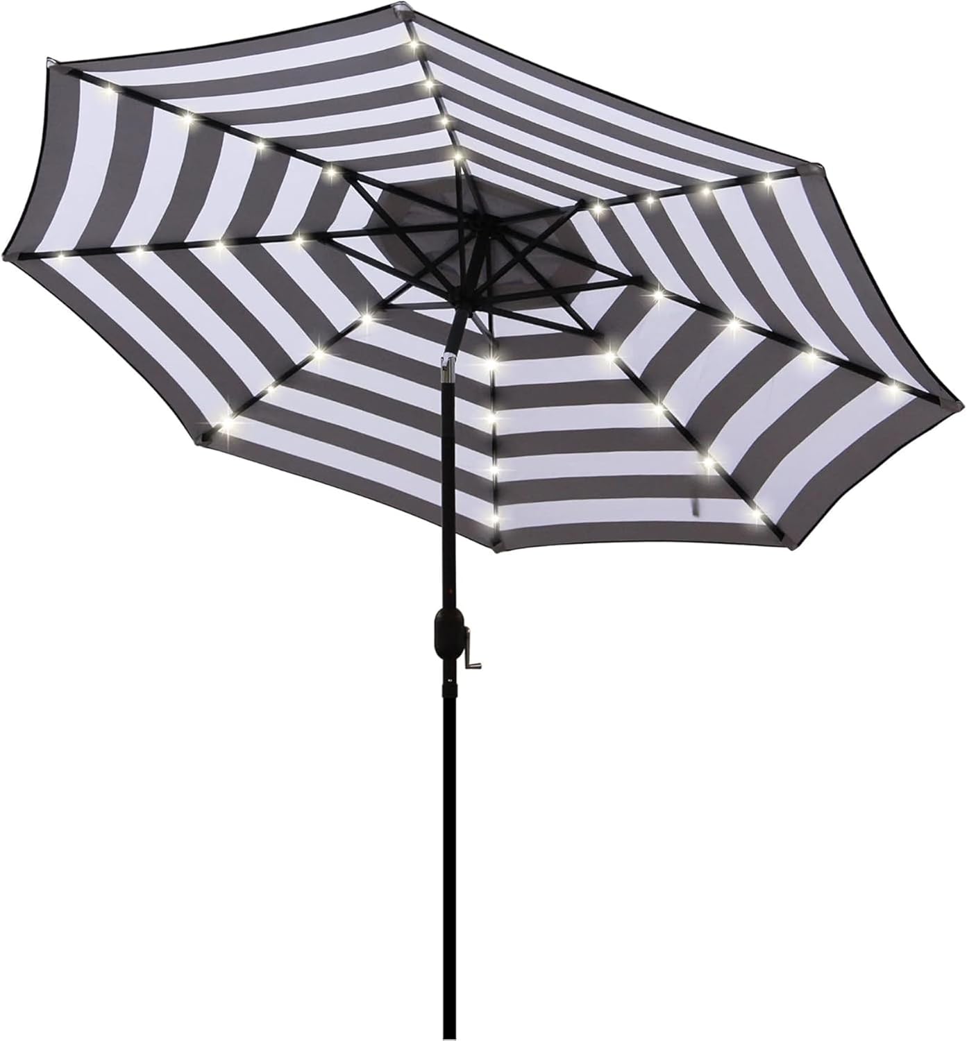 Blissun 9 ft Solar Umbrella 32 LED Lighted Patio Umbrella (Black and White) - $45