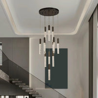 Round Black Chandelier, Modern Raindrop Hanging Lights (13 Lights) - $175