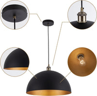 YHANFENGCY Chandelier 17.72 "Industrial Dome Chandelier Black/Gold Finish - $100