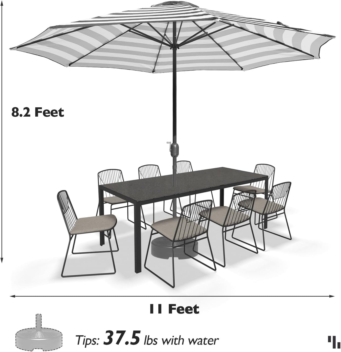 11FT Patio Umbrella Outdoor Table Market Umbrella with 8 Sturdy Ribs, UV Protection - $50