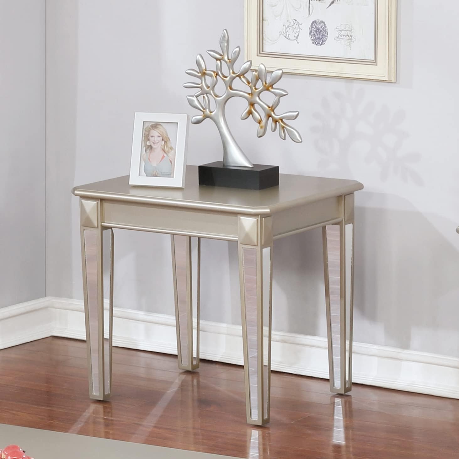 Roundhill Furniture Barent End Table, Champagne - $60