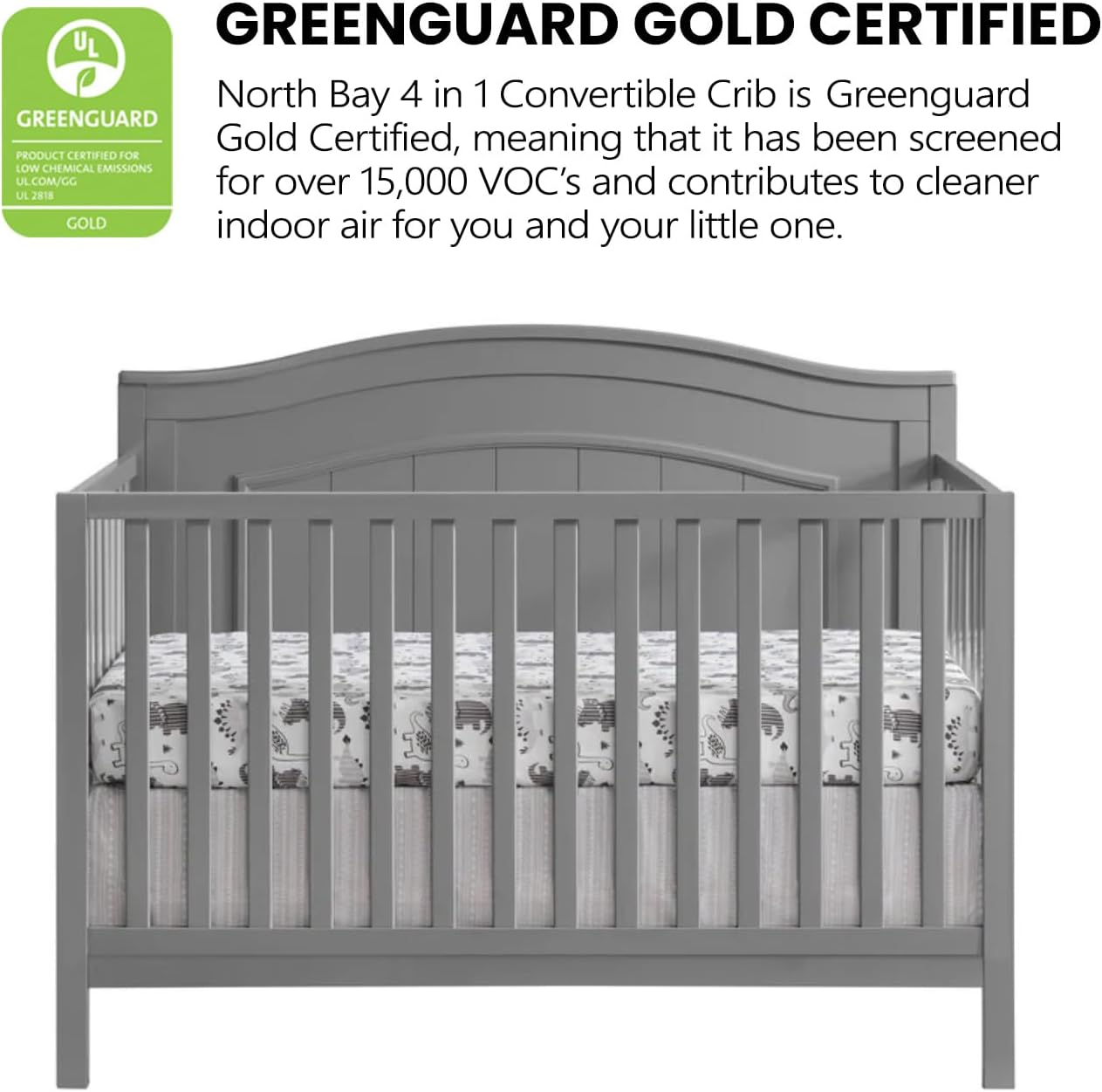 Oxford Baby North Bay 4-in-1 Convertible Baby Crib, Dove Gray - $130