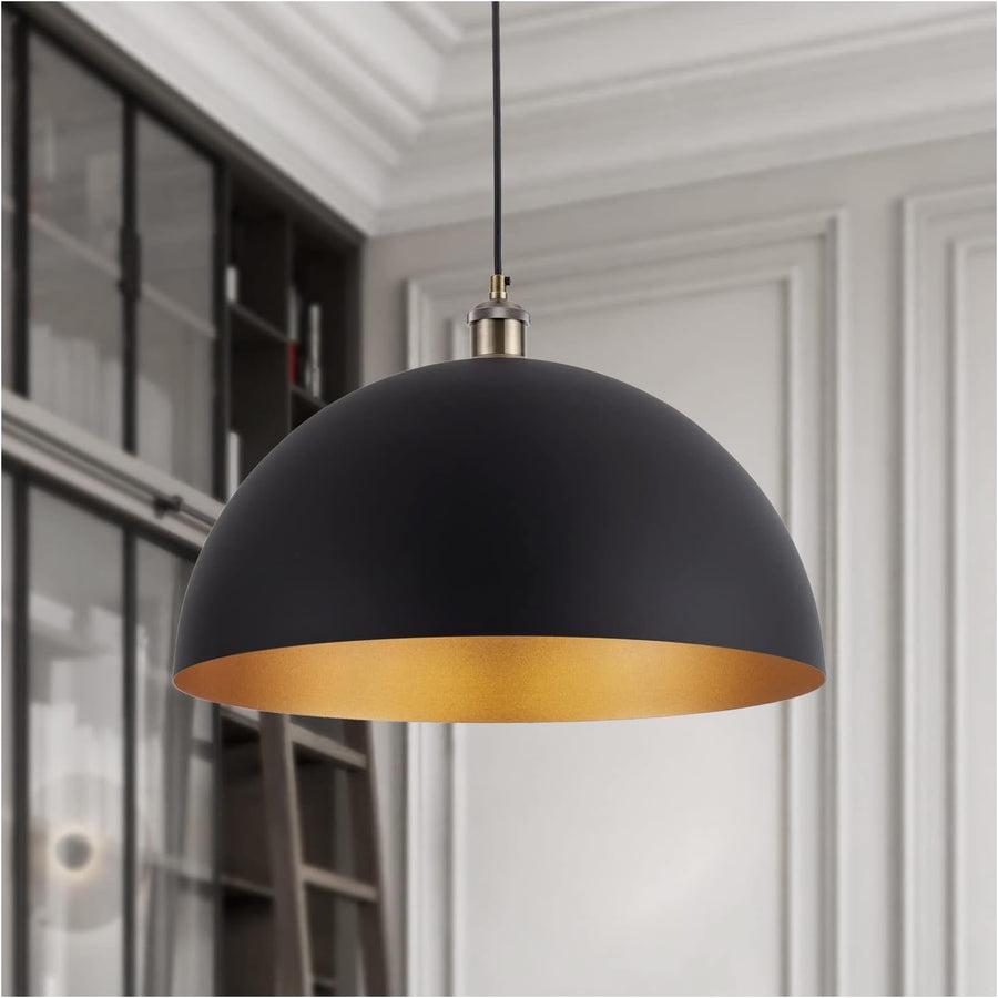 YHANFENGCY Chandelier 17.72 "Industrial Dome Chandelier Black/Gold Finish - $100