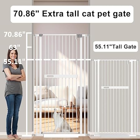 71 inch Extra Tall Cat Pet Gate, 29.92-37.79" Wide Gate for Cats - $150