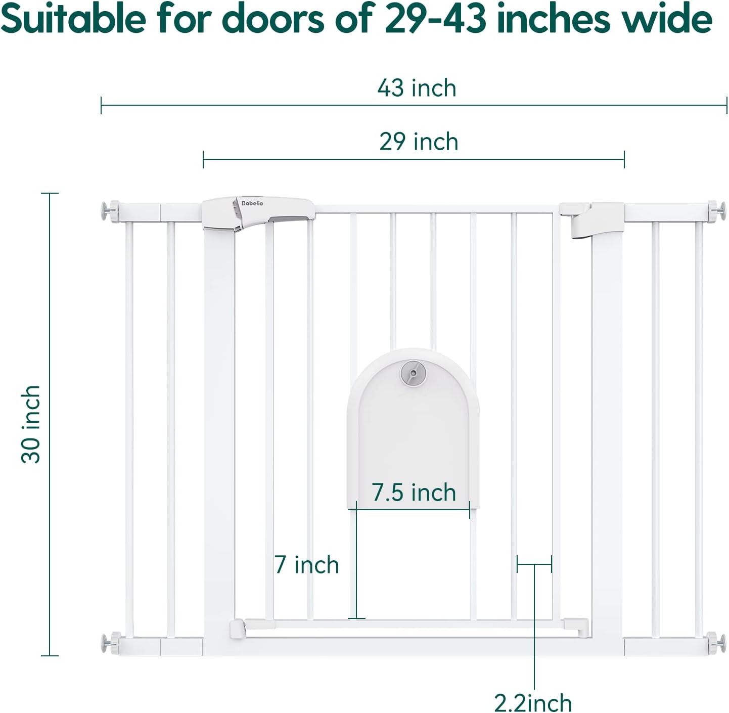 Babelio Adjustable Walk-Thru Baby Gate with Lockable Pet Door – 29-43  Wide, Auto-Close Feature, Easy Installation