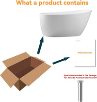 59" High-back Acrylic Freestanding Bathtub, cUPC Certified - $600