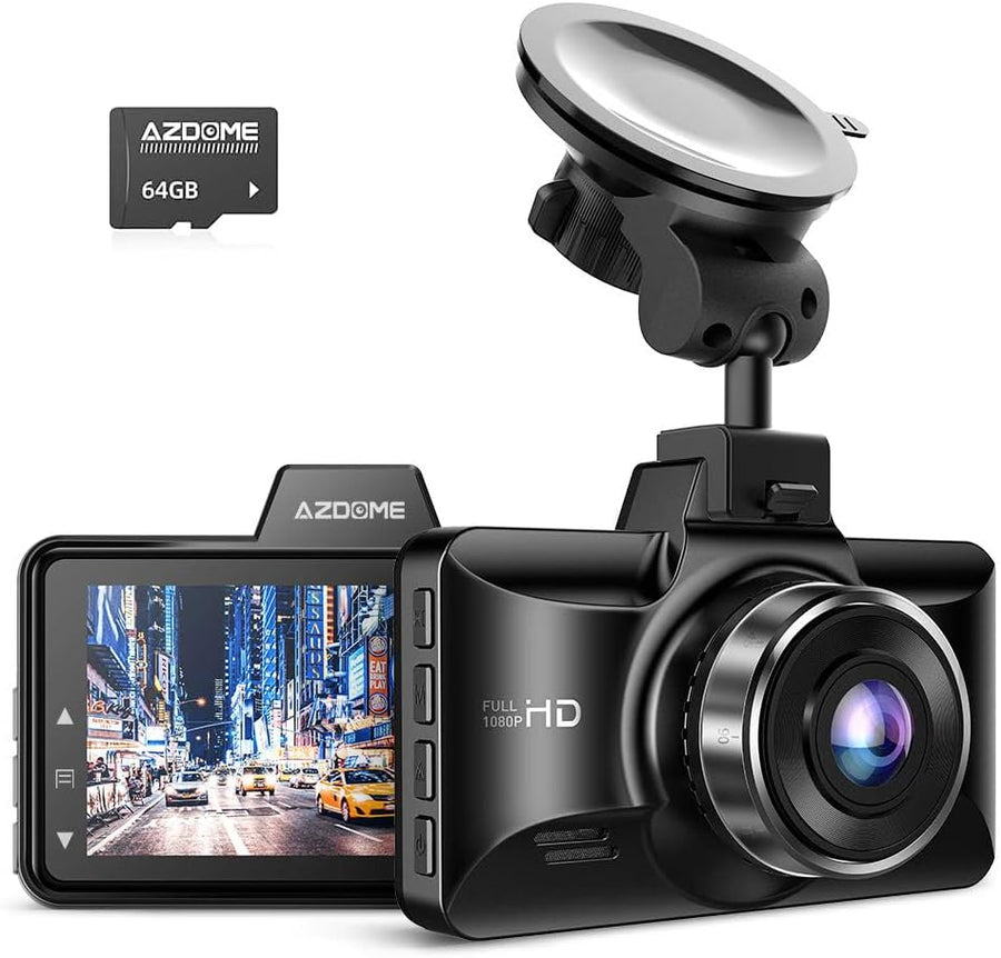 AZDOME Dash Cam 1080P FHD Car Camera with 3 Inch Screen - $40