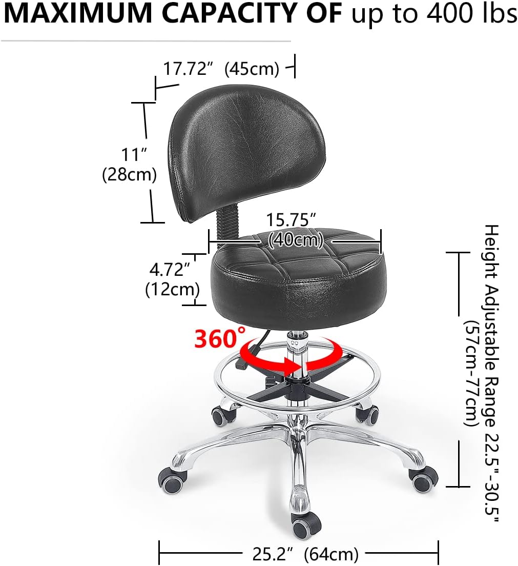 Grace&Grace Height Adjustable Swivel Stool with Extra Large Extra Thick Seat - $85