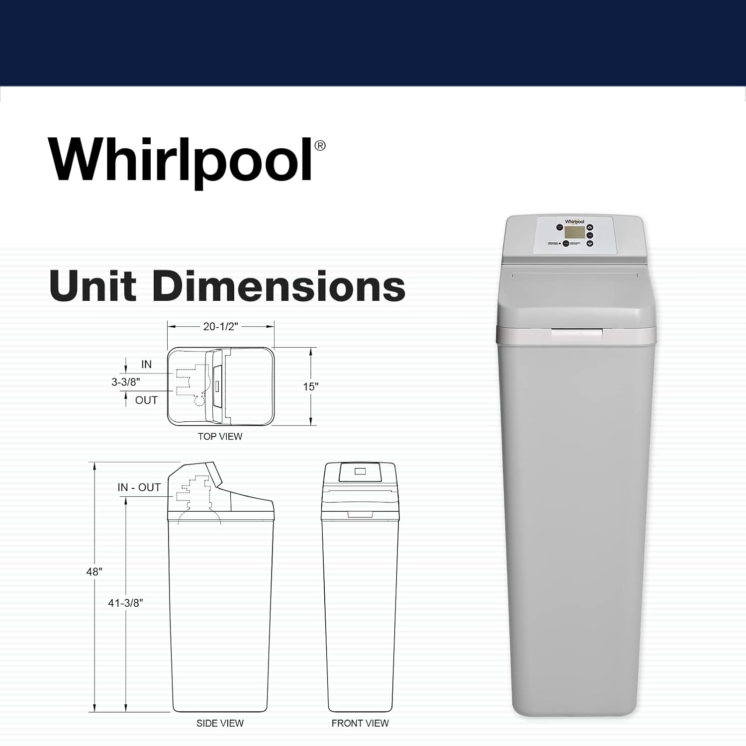 Whirlpool WHES30E 30,000 Grain Softener | Salt & Water Saving Technology - $415