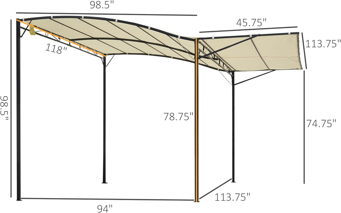 Outsunny 10' x 8' Outdoor Pergola and Patio Gazebo, Extendable Side Awning - $130