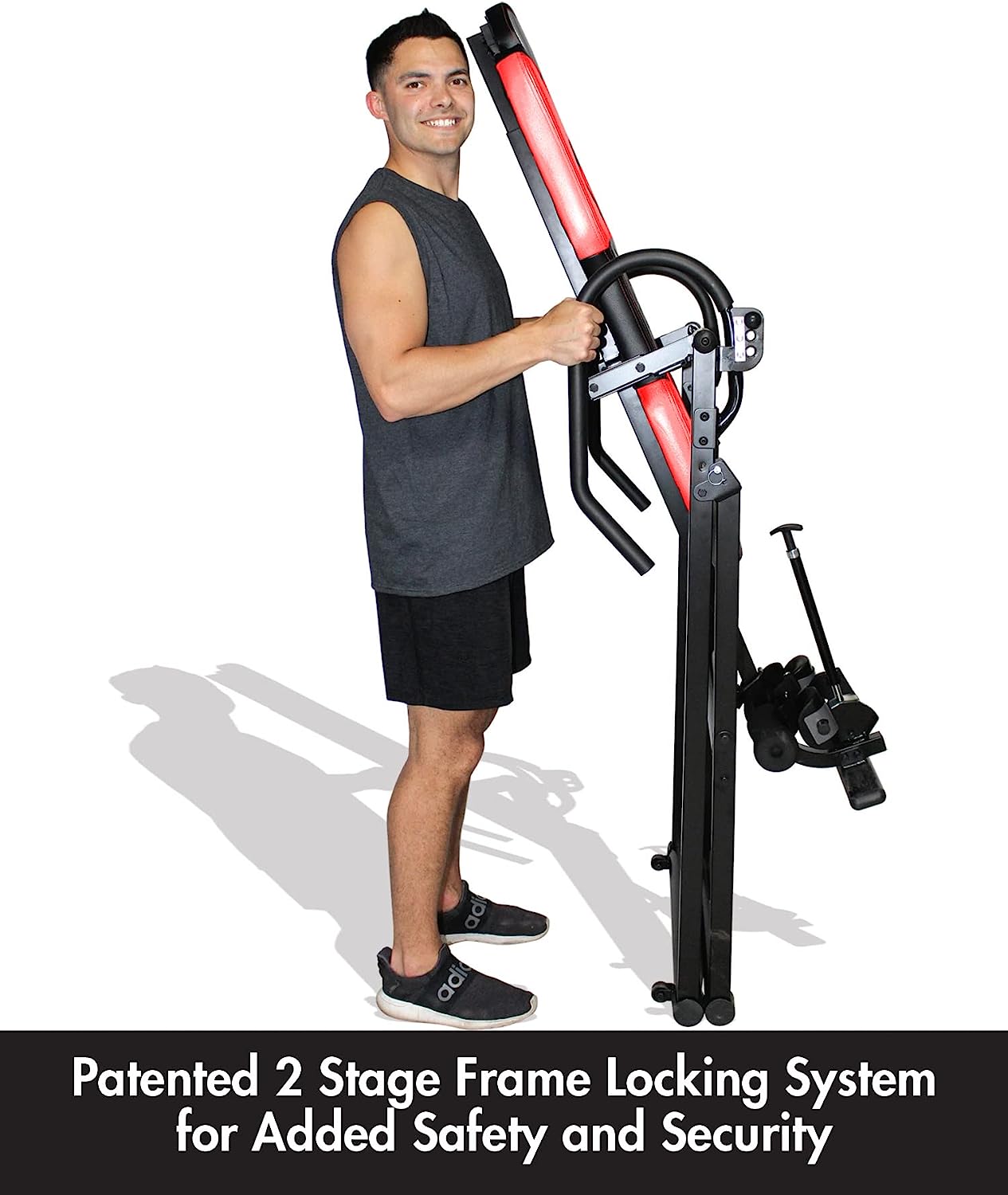 Health Gear Deluxe Heat & Vibration Massage Inversion Table, Black, Red - $110