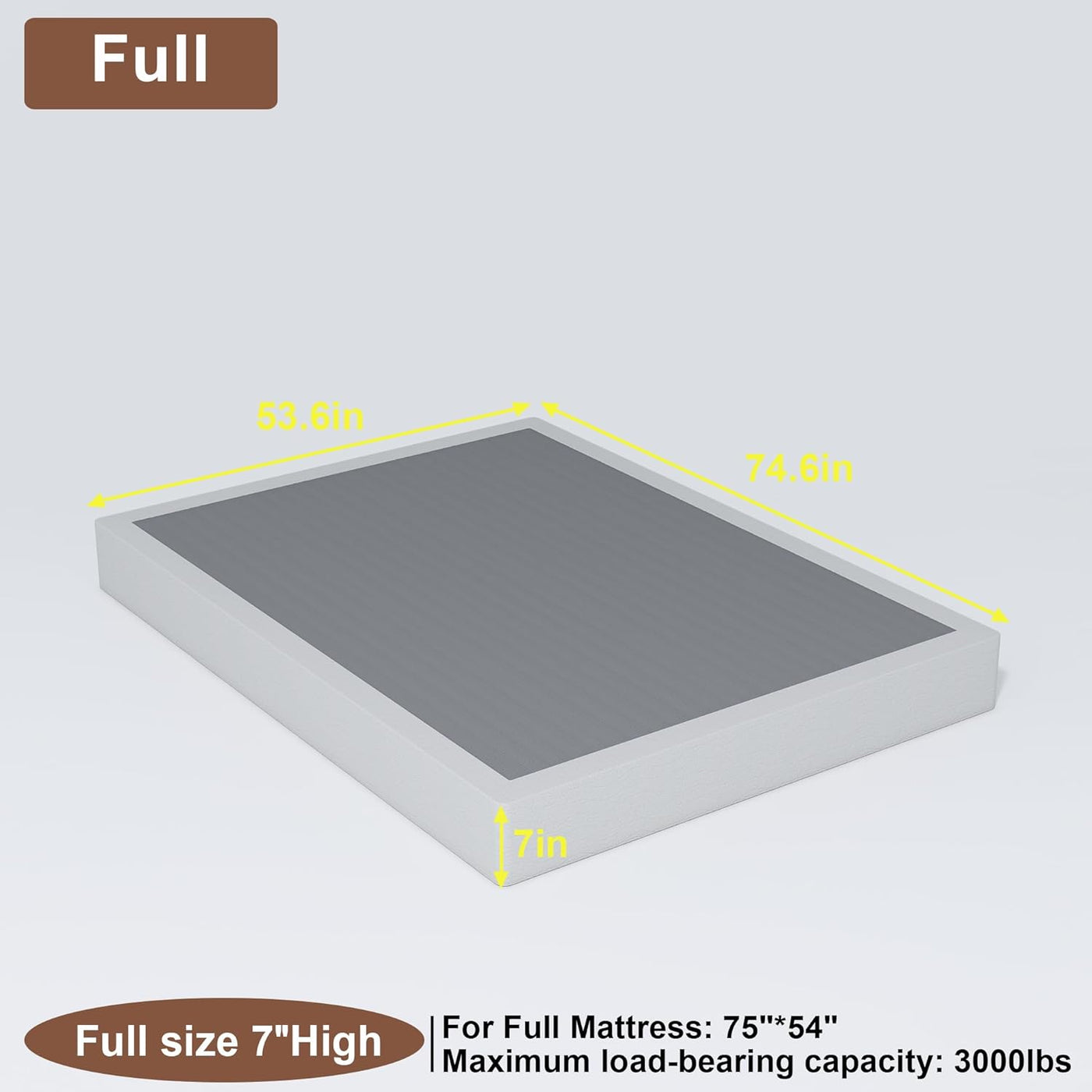 Full Size Box Spring with Fabric Cover Set,7 Inch High Profile Full Box Spring - $40