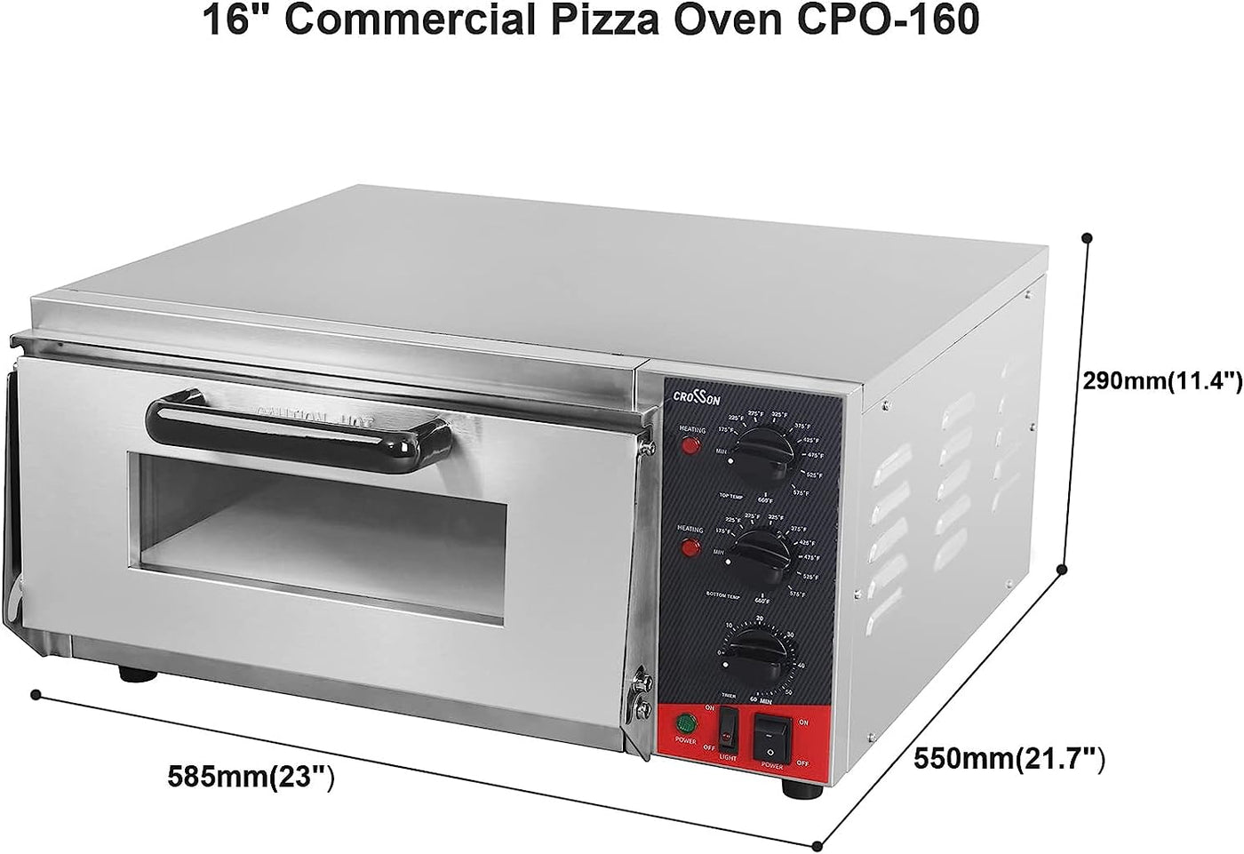 CROSSON ETL Listed Countertop Electric Indoor Commercial Pizza Oven - $160