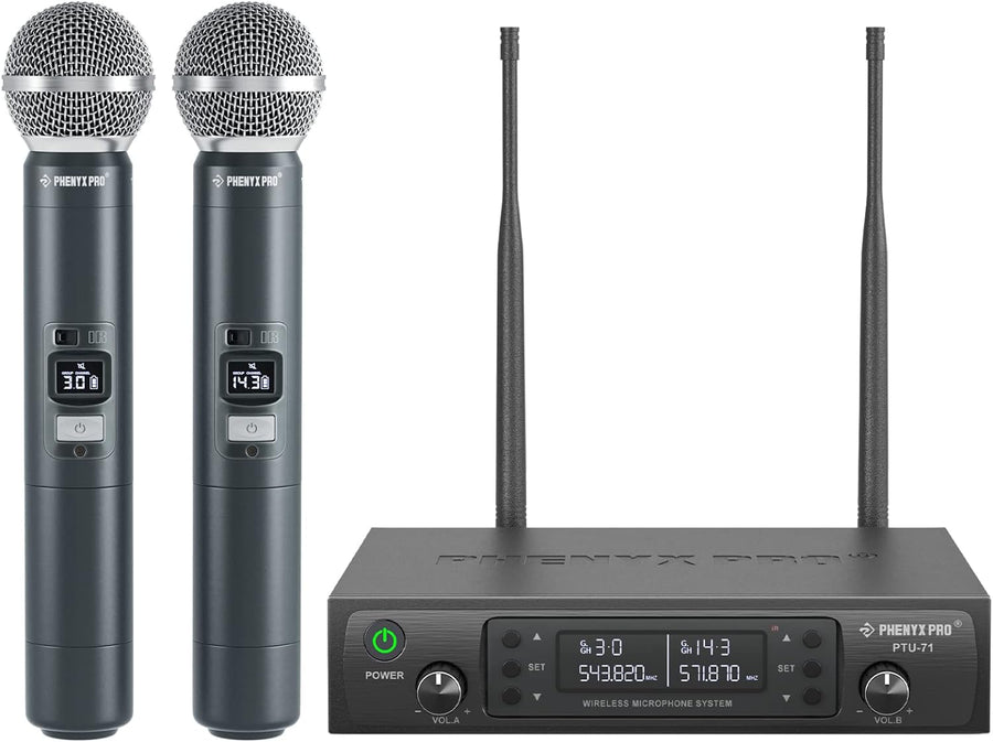 Phenyx Pro Wireless Microphone System Dual Wireless Mics,w/ 2 Microphones - $90