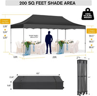 Pop Up Canopy 10x20,Heavy Duty Commercial Canopy Tent, Waterproof Outdoor Canopy - $210