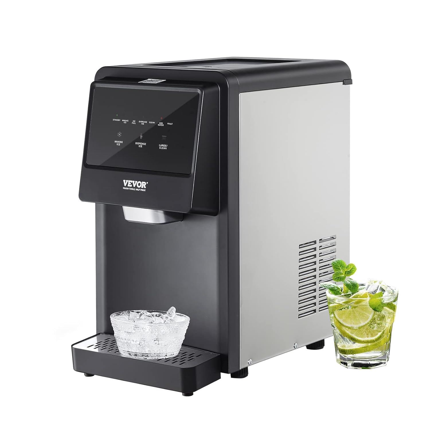 VEVOR Nugget Ice Maker, 62lbs in 24 Hours, Auto Dispense Self Cleaning Countertop - $285