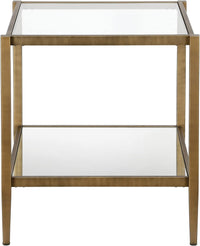 Henn&Hart 20" Wide Square Side Table with Mirror Shelf in Brass - $60