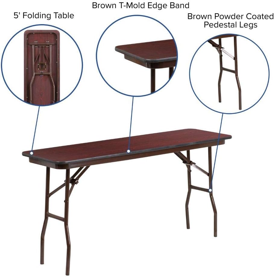 Flash Furniture Frankie 5-Foot Mahogany Melamine Laminate Folding Training Table - $50