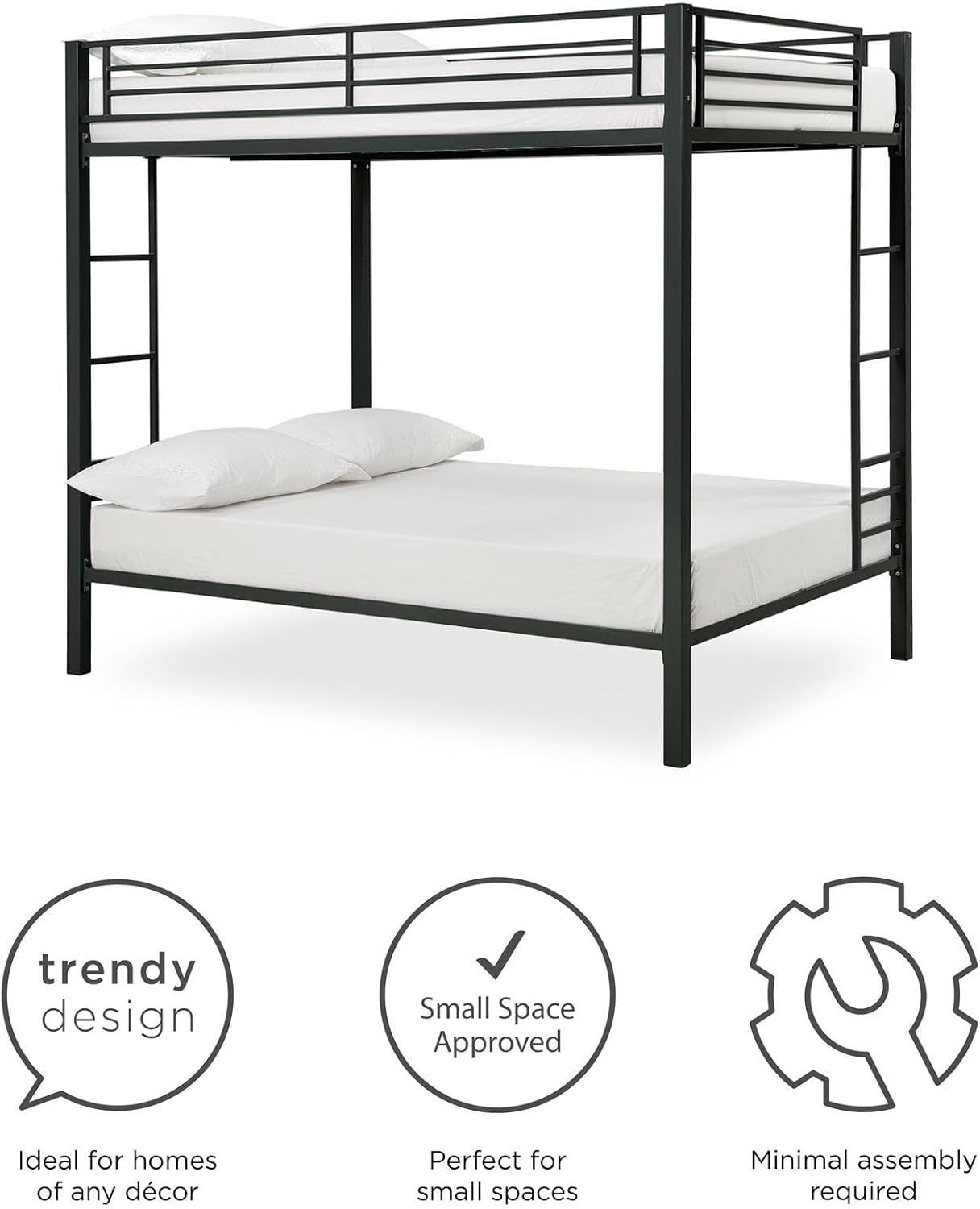 DHP Full Kids Metal Bunk Bed, Black - $170