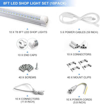 10-Pack 8ft LED Shop Light Fixture - 90W T8 Integrated LED Tube Light - $90