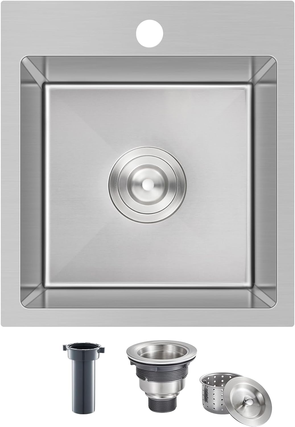 MENATT 15 x 17 Inch Drop in Bar Sink, Single Faucet Hole Single Bowl Kitchen Sink - $80