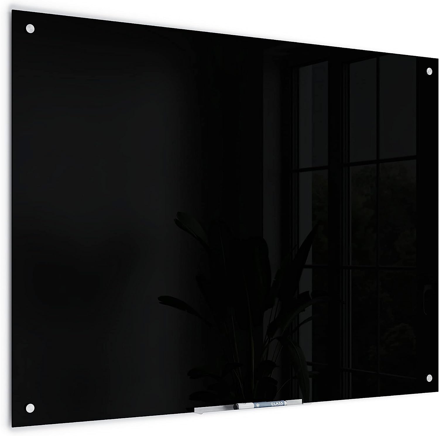 U Brands Glass Dry Erase Board, 47" x 35", Black, Non-Magnetic, Frameless - $125