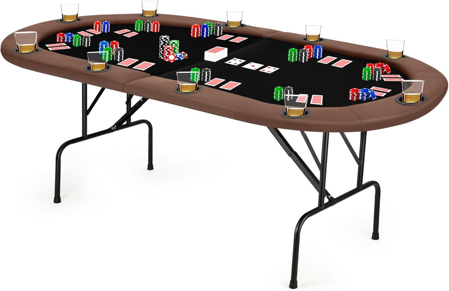 Portable Poker Table Foldable 10 Player Texas Holdem Poker Table - $180