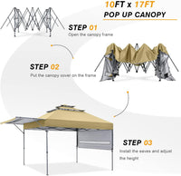 COOSHADE 10x17 Instant Canopy Tent 3-Tier Pop Up Canopy with Ventilation - $110