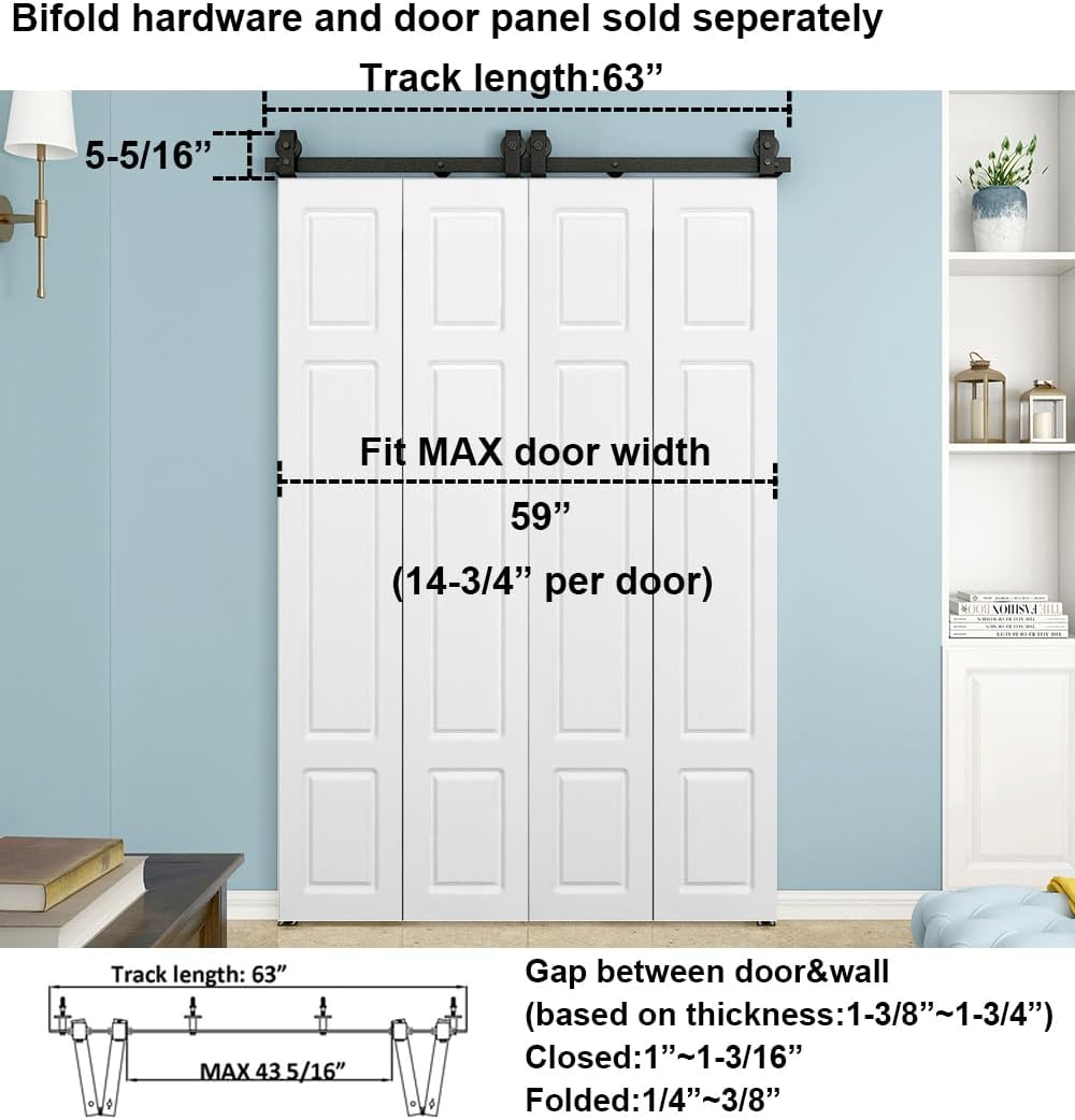 DIYHD 29-1/2 X 84in White PVC Bi fold Closet Door 3-Panel,Same Pattern on Both Sides- $130